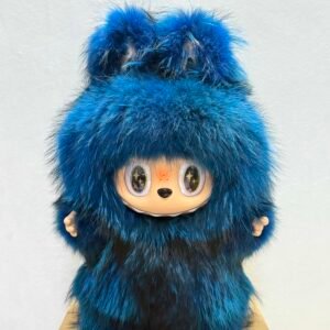 65cm Custom DARK BLUE REAL FOX FUR Zimomo vinyl plush doll