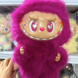 38cm custom Raspberry Red zimomo with dragon tail vinyl plush