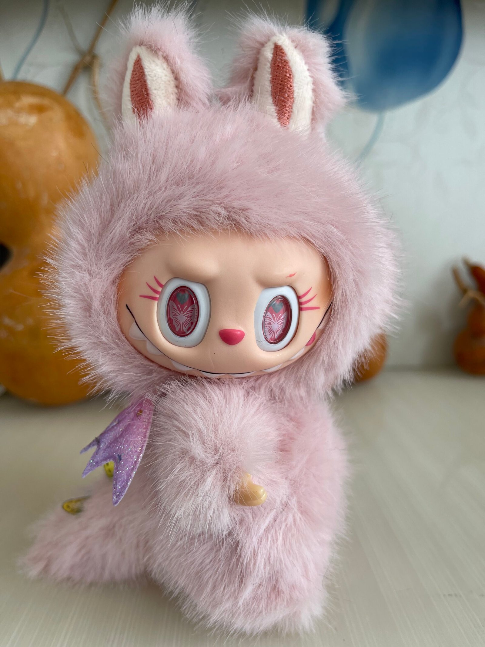 18cm pink custom zimomo with dragon tail with wings vinyl plush pendant