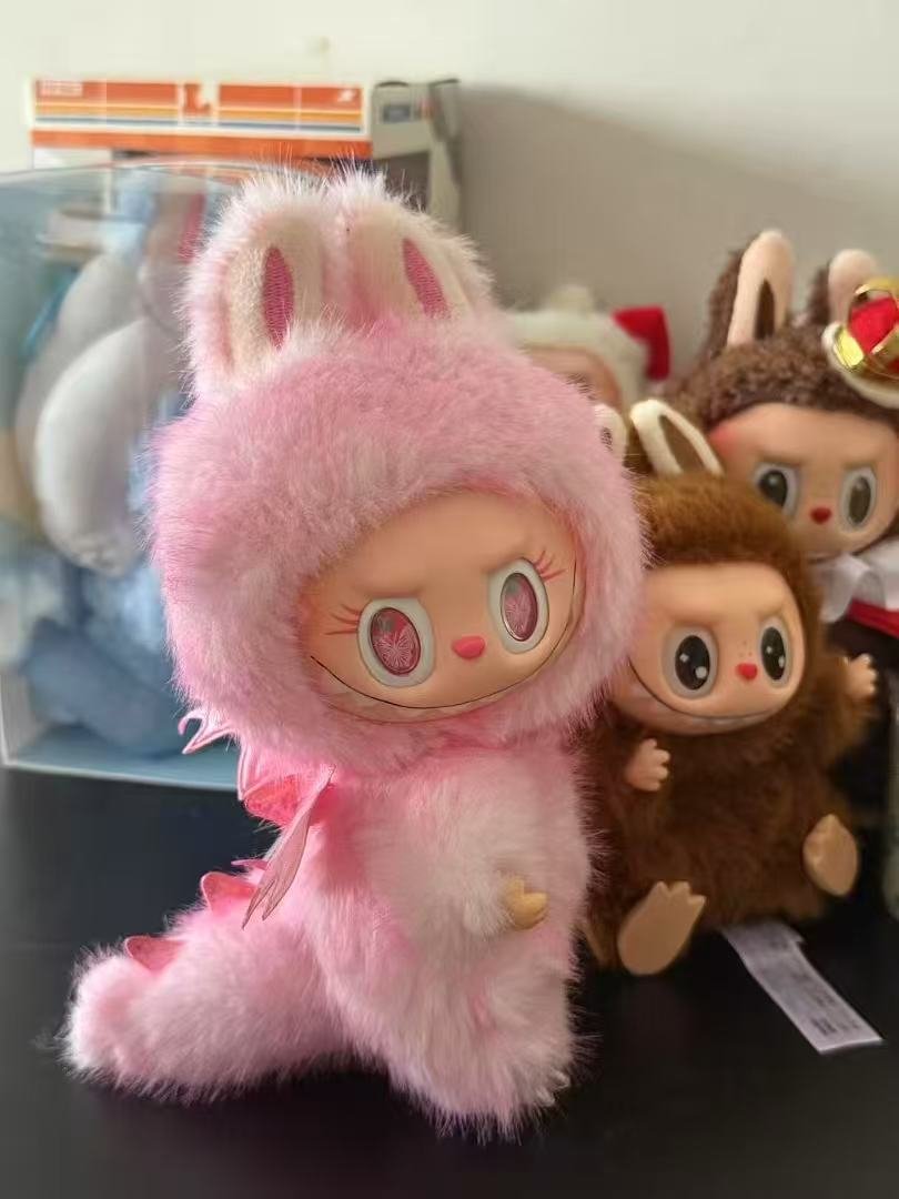 18cm custom shinning pink zimomo with dragon tail and wings vinyl plush pendant