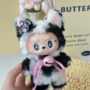 Pre-Order 18cm Custom Black-White Kitty Labubu vinyl plush pendant
