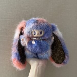 18cm Custom Gocci Long ears Bunny Labubu With Sequin vinyl plush pendant