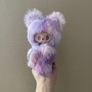 18cm Handmade Custom Purple with  Magnetic Heart Labubu vinyl plush pendant