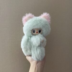 18cm Handmade Custom Cyan with  Magnetic Heart Labubu vinyl plush pendant