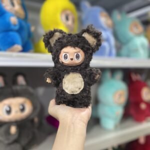 18cm Handmade Custom Chocolate colored curly haired bear Labubu vinyl plush pendant