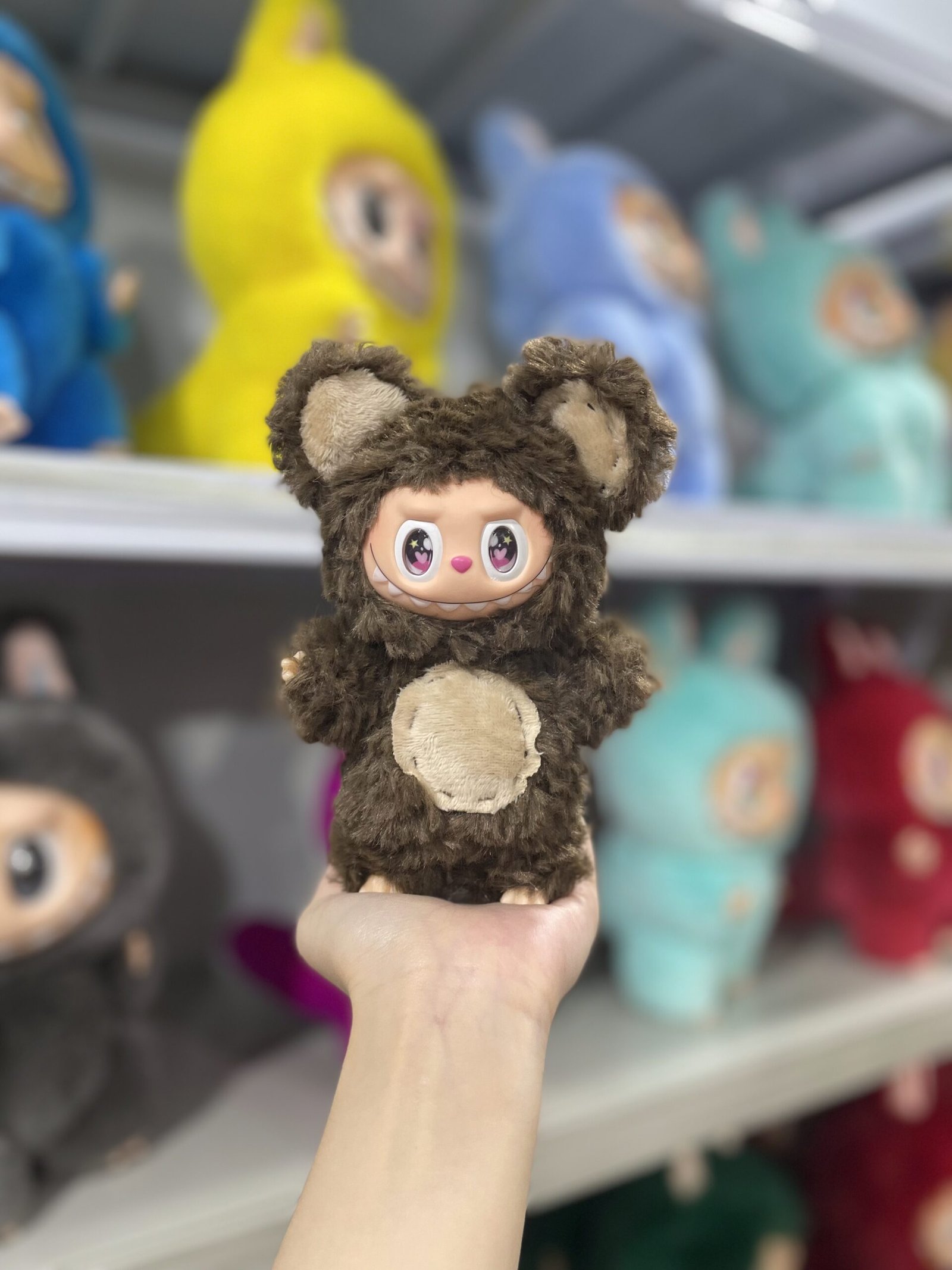 18cm Handmade Custom Brown curly haired bear Labubu vinyl plush pendant - Image 3