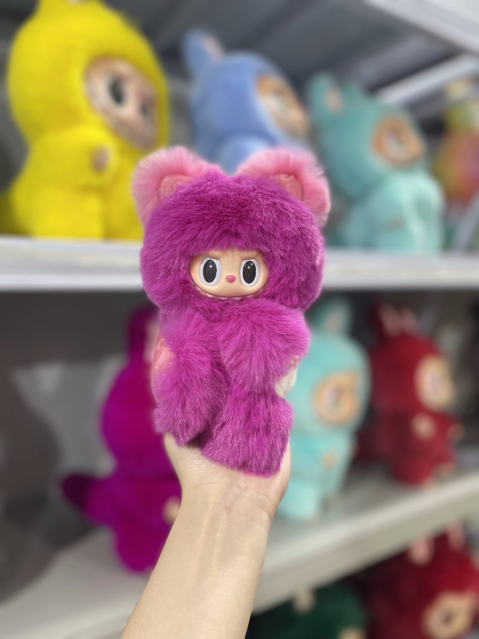 18cm Handmade Custom Rose red magnetic suction heart bear Labubu vinyl plush pendant - Image 2