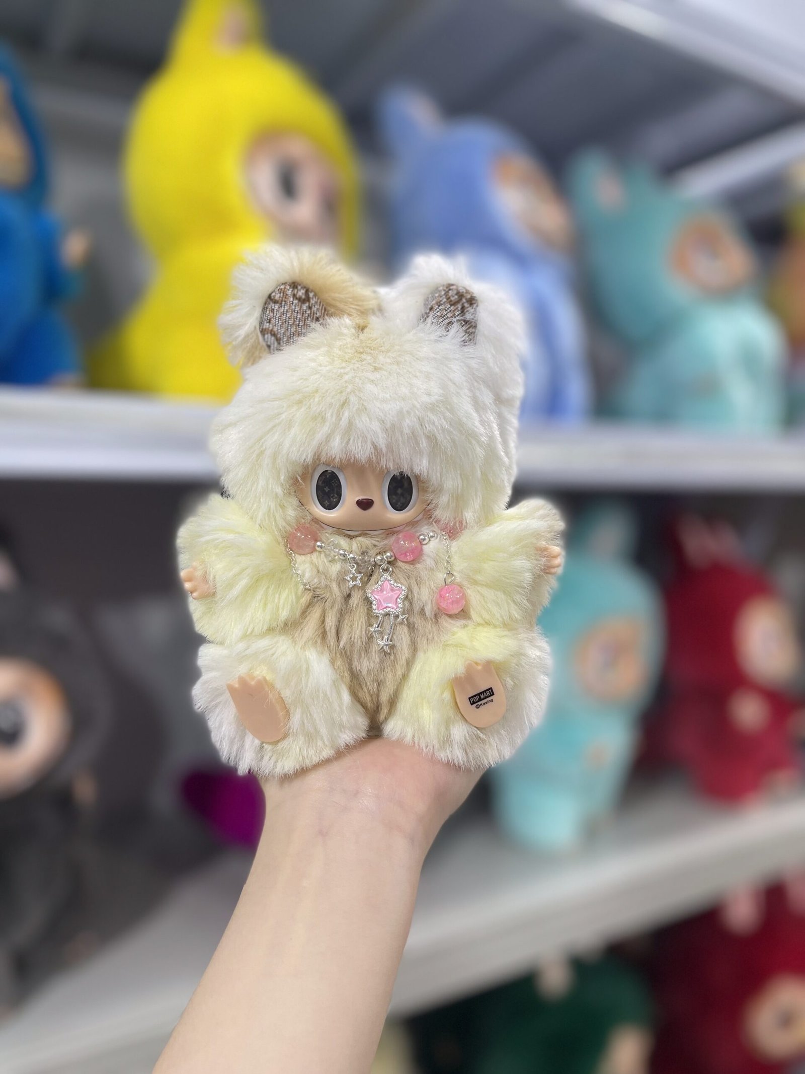 18cm Handmade Custom Light colored cute rabbit Labubu vinyl plush pendant - Image 2