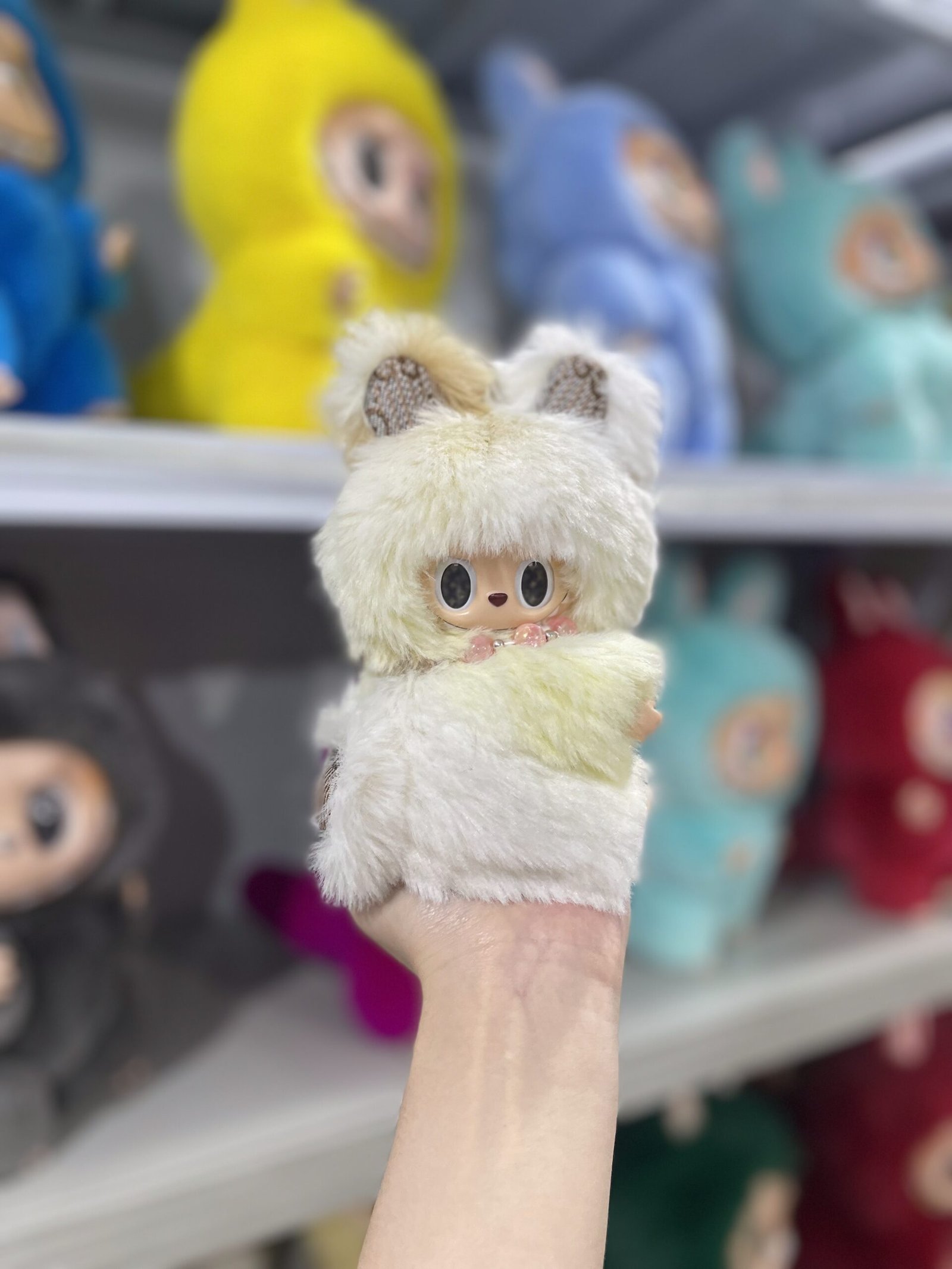 18cm Handmade Custom Light colored cute rabbit Labubu vinyl plush pendant