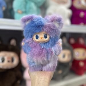 18cm Handmade Custom Purple Blue Little Velvet Treasure Labubu vinyl plush pendant
