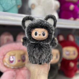 18cm Handmade Custom Silver-black Labubu vinyl plush pendant