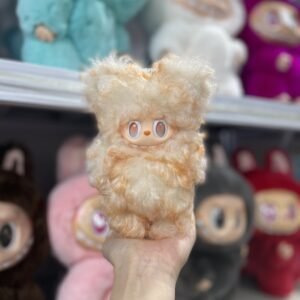 18cm Handmade Custom Golden curly hair Labubu vinyl plush pendant