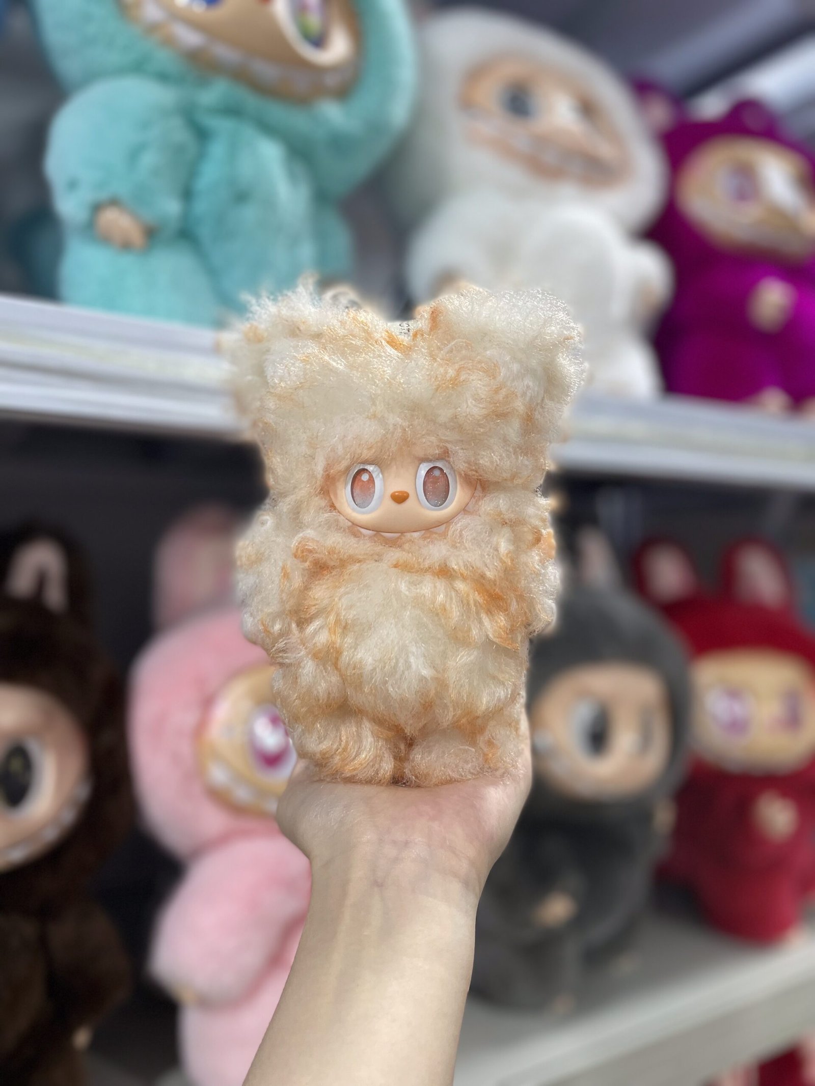 18cm Handmade Custom Golden curly hair Labubu vinyl plush pendant