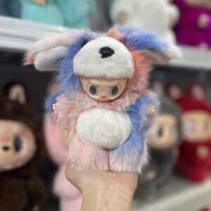 18cm Handmade Custom Pink blue Puppy Labubu vinyl plush pendant