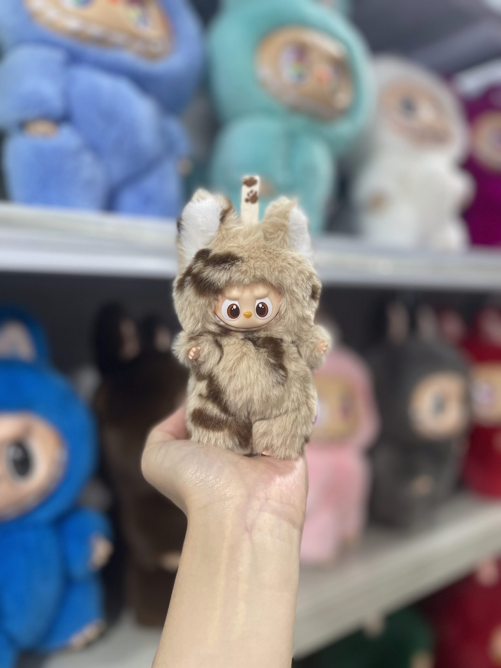 12cm Handmade Custom Order Mini Taupe fox Labubu vinyl plush pendant - Image 2