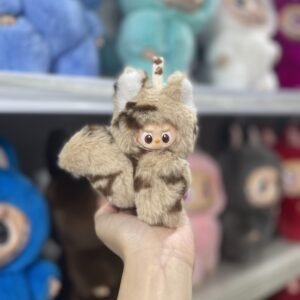 12cm Handmade Custom Order Mini Taupe fox Labubu vinyl plush pendant