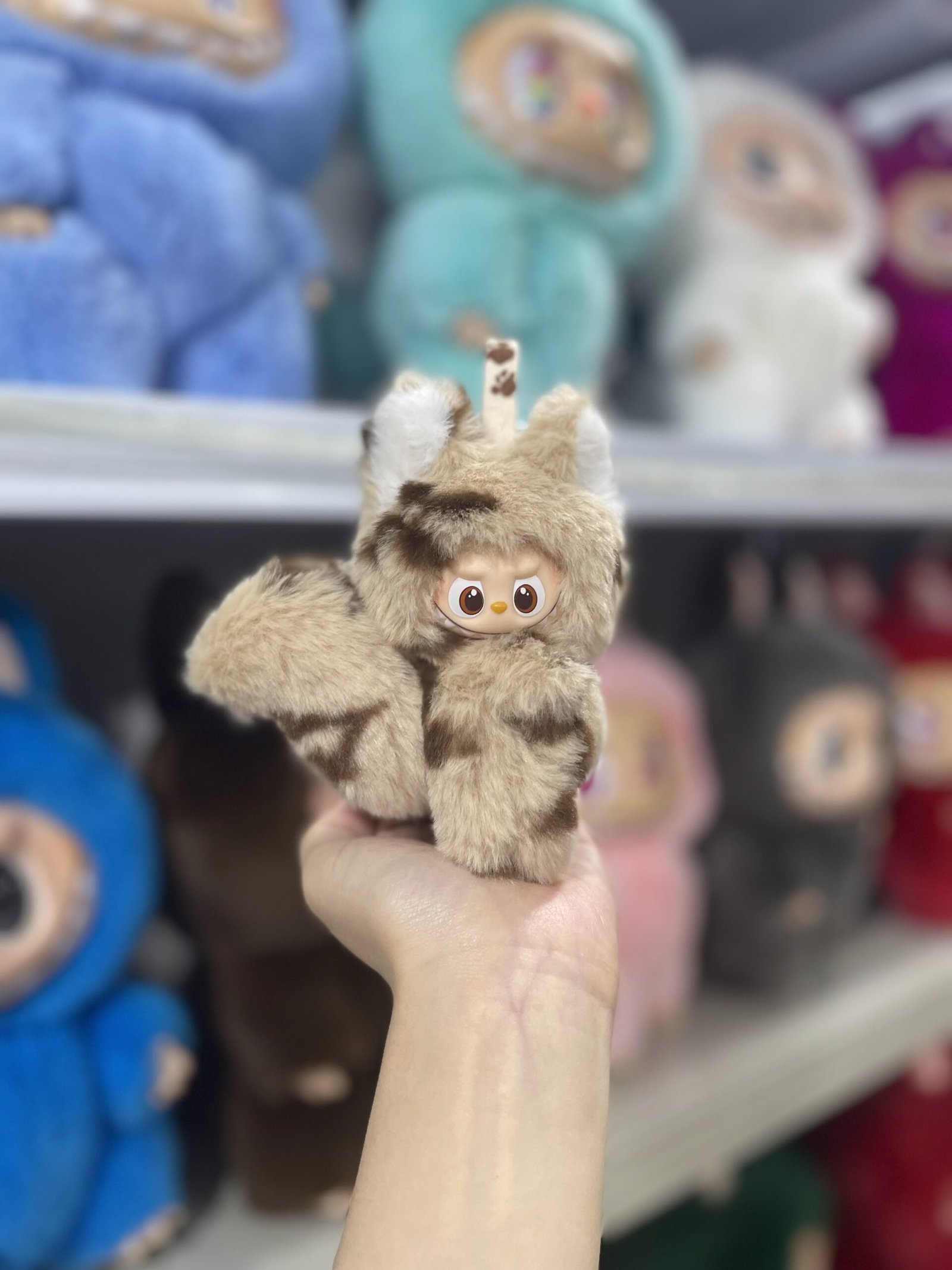 12cm Handmade Custom Order Mini Taupe fox Labubu vinyl plush pendant