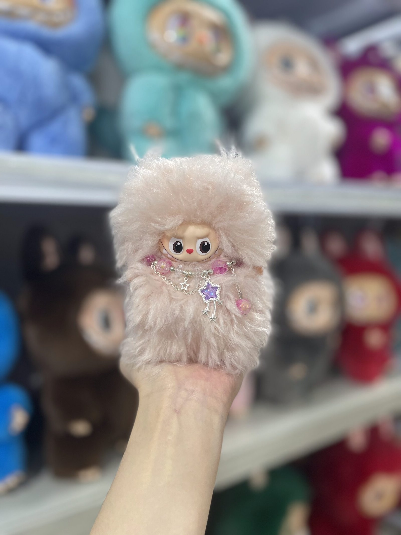 12cm Handmade Custom Order Mini Pink magnetic heart bear Labubu vinyl plush pendant - Image 2