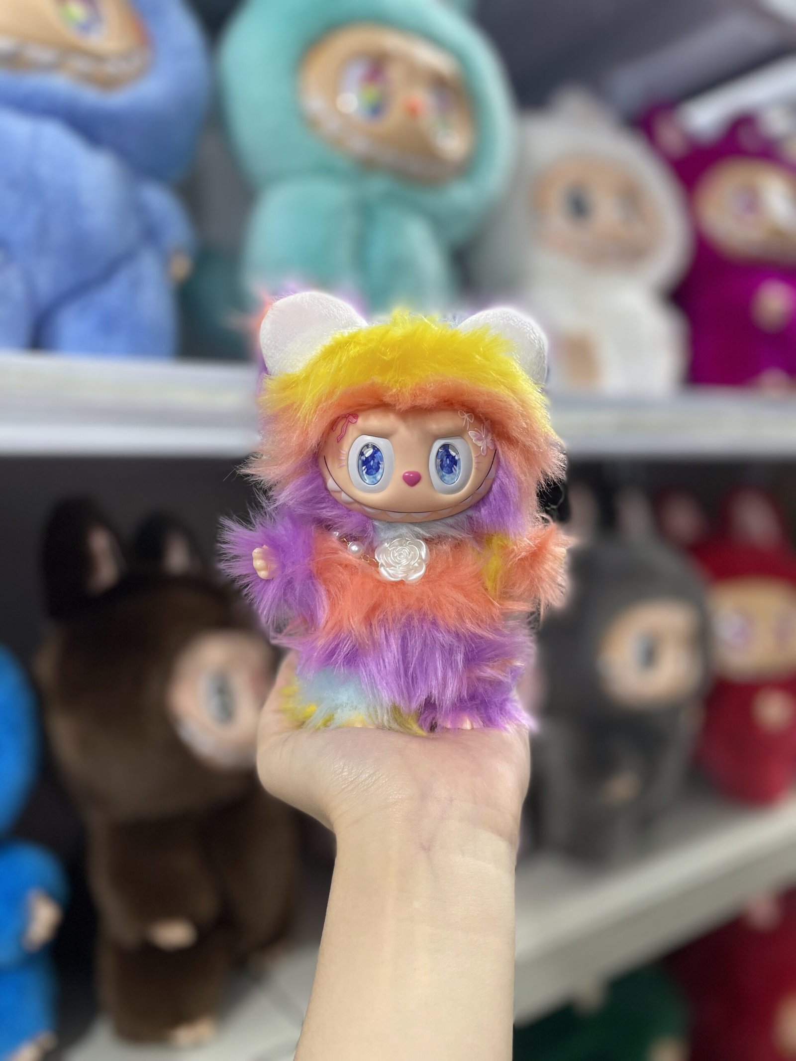 18cm Handmade Colorful Bear Labubu vinyl plush pendant