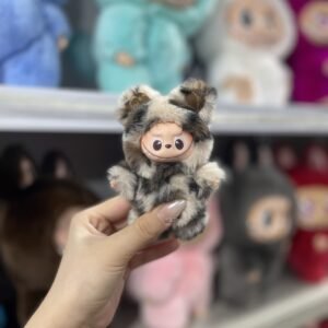 12cm Handmade Custom Mini Head rotatable bear Labubu vinyl plush pendant(all the colors)