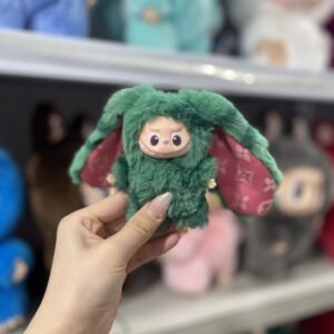 12cm Handmade Custom Mini Long eared rabbit Labubu vinyl plush pendant(Head can rotate)