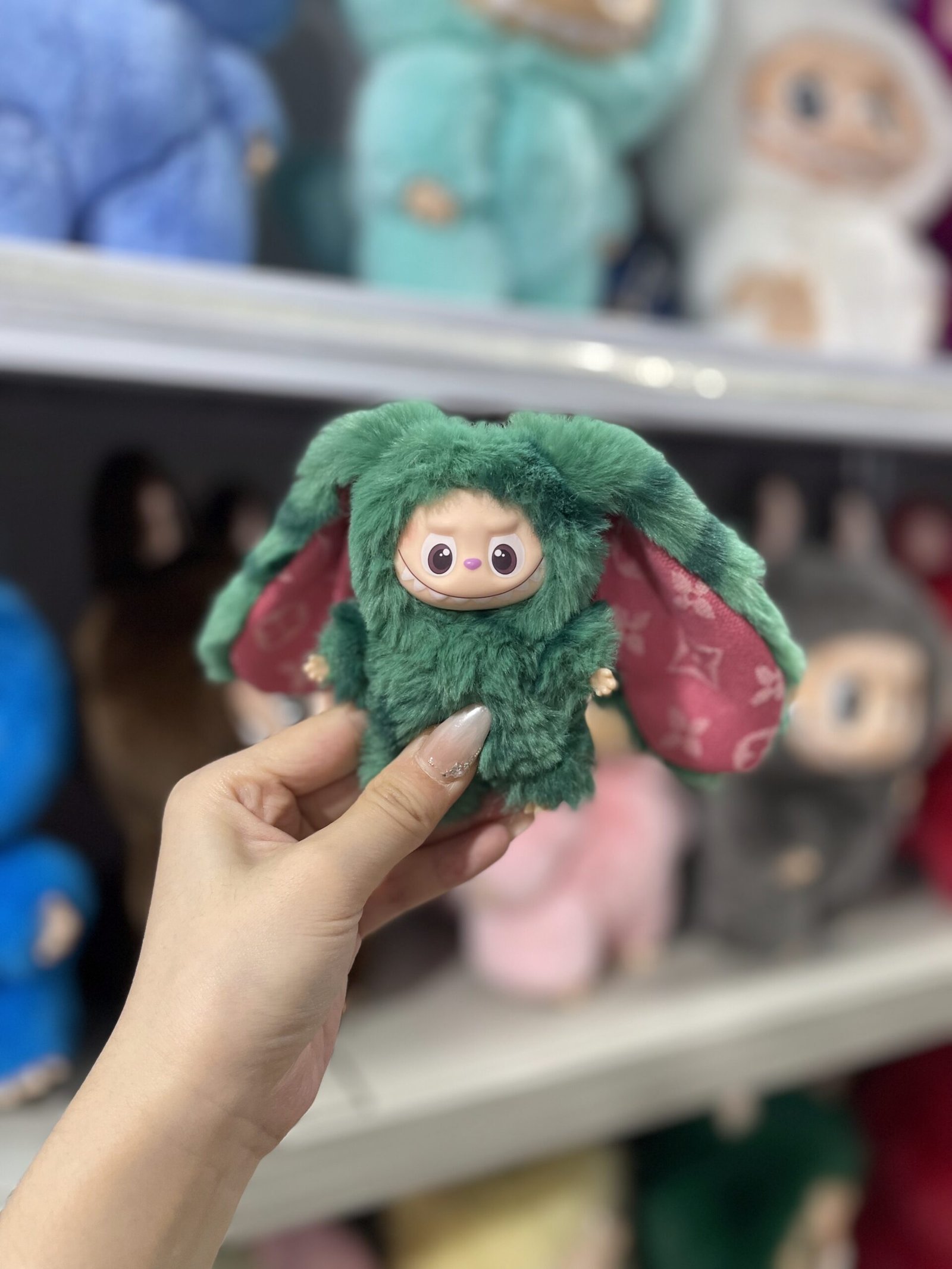 12cm Handmade Custom Mini Long eared rabbit Labubu vinyl plush pendant(Head can rotate)