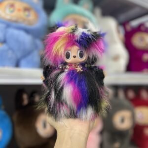 18cm Handmade Custom Colorful Magnetic Heart BearLabubu vinyl plush pendant