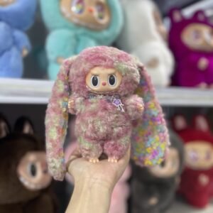 18cm Handmade Custom Long eared curly haired rabbit Labubu vinyl plush pendant