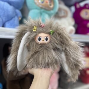 18cm Handmade Custom Colorful Magnetic Short tailed Rabbit Labubu vinyl plush pendant