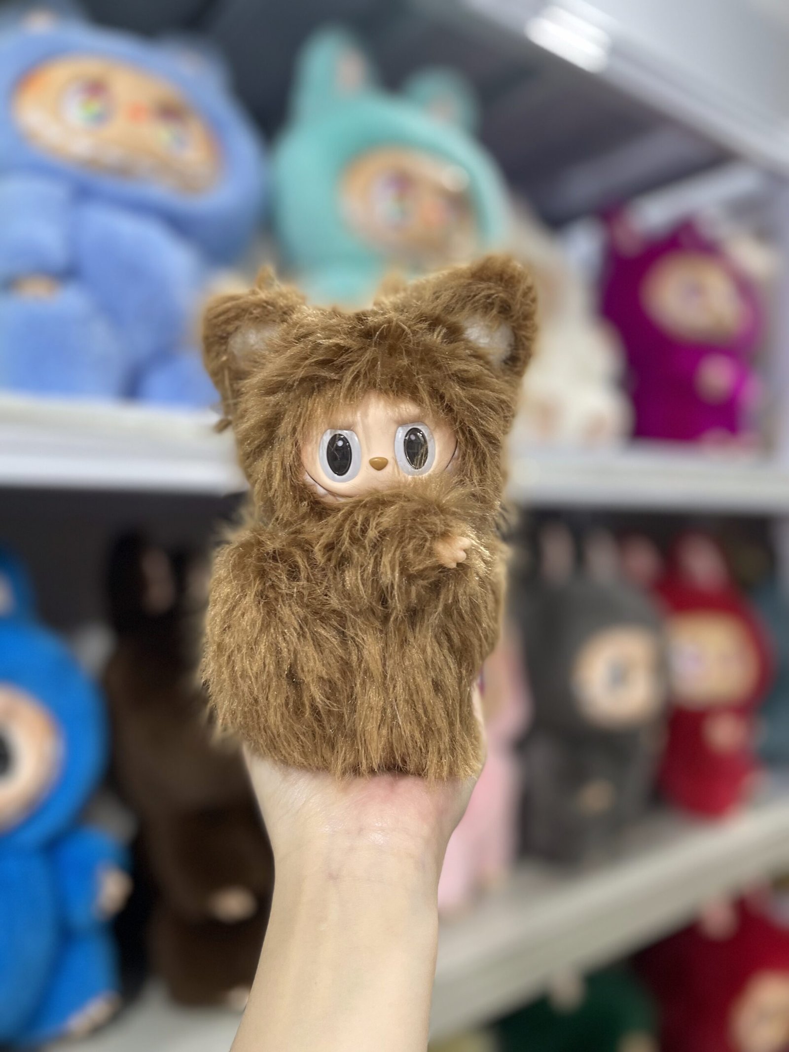 18cm Handmade Custom Brown magnetic heart fox Labubu vinyl plush pendant - Image 2