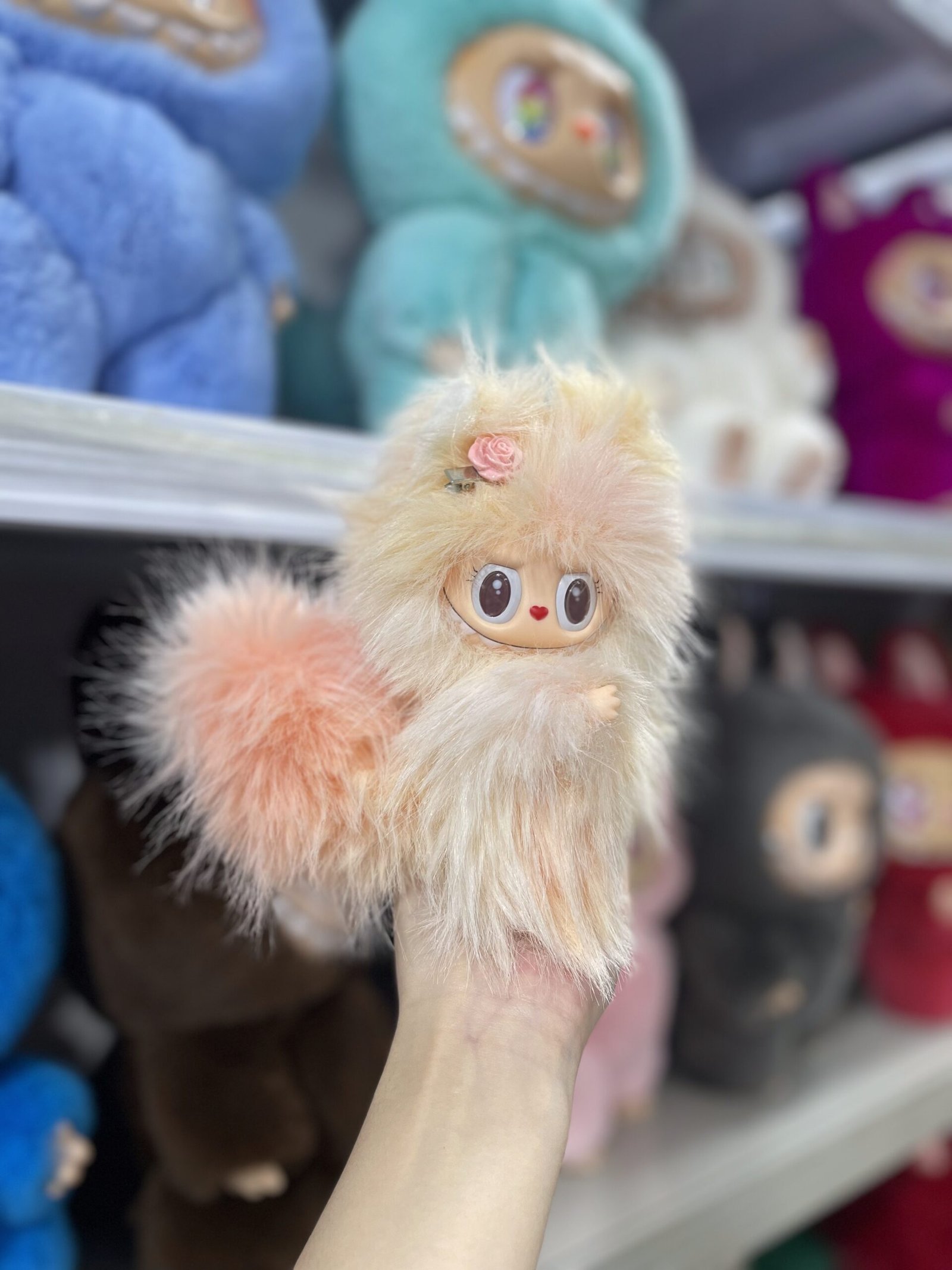 18cm Handmade Custom Rose Magnetic Tail Fox Labubu vinyl plush pendant