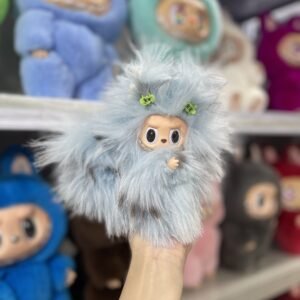 18cm Handmade Custom Blue Fury Magnetic Tail Fox Labubu vinyl plush pendant