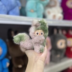 12cm Handmade Custom Gradient Mini Fox with Tail Labubu vinyl plush pendant(all the colors) )