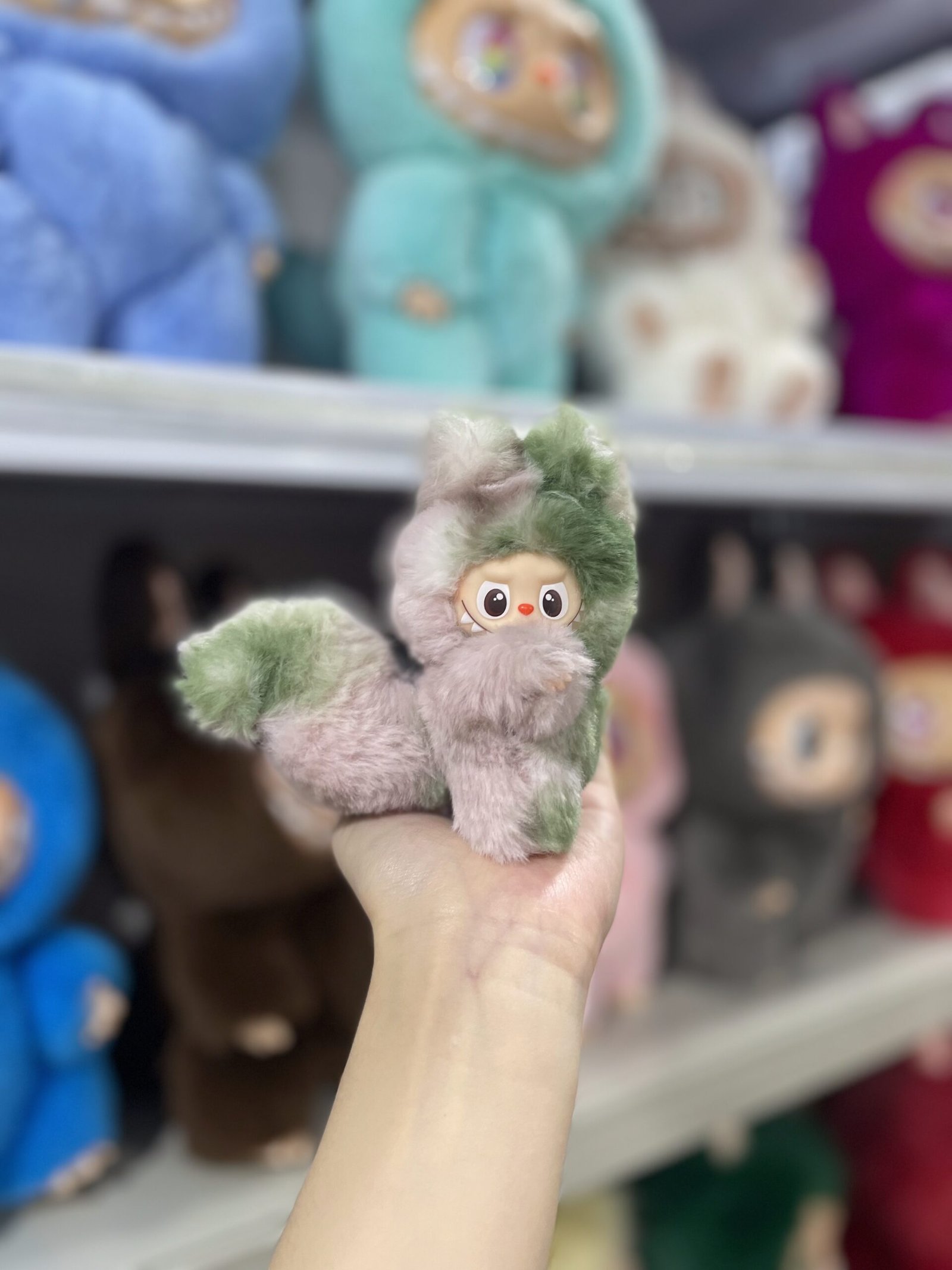 12cm Handmade Custom Gradient Mini Fox with Tail Labubu vinyl plush pendant(all the colors) )