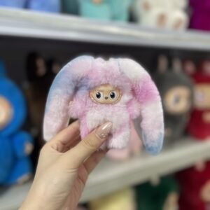 12cm Handmade Custom Mini Purple dyed rabbit Labubu vinyl plush pendant