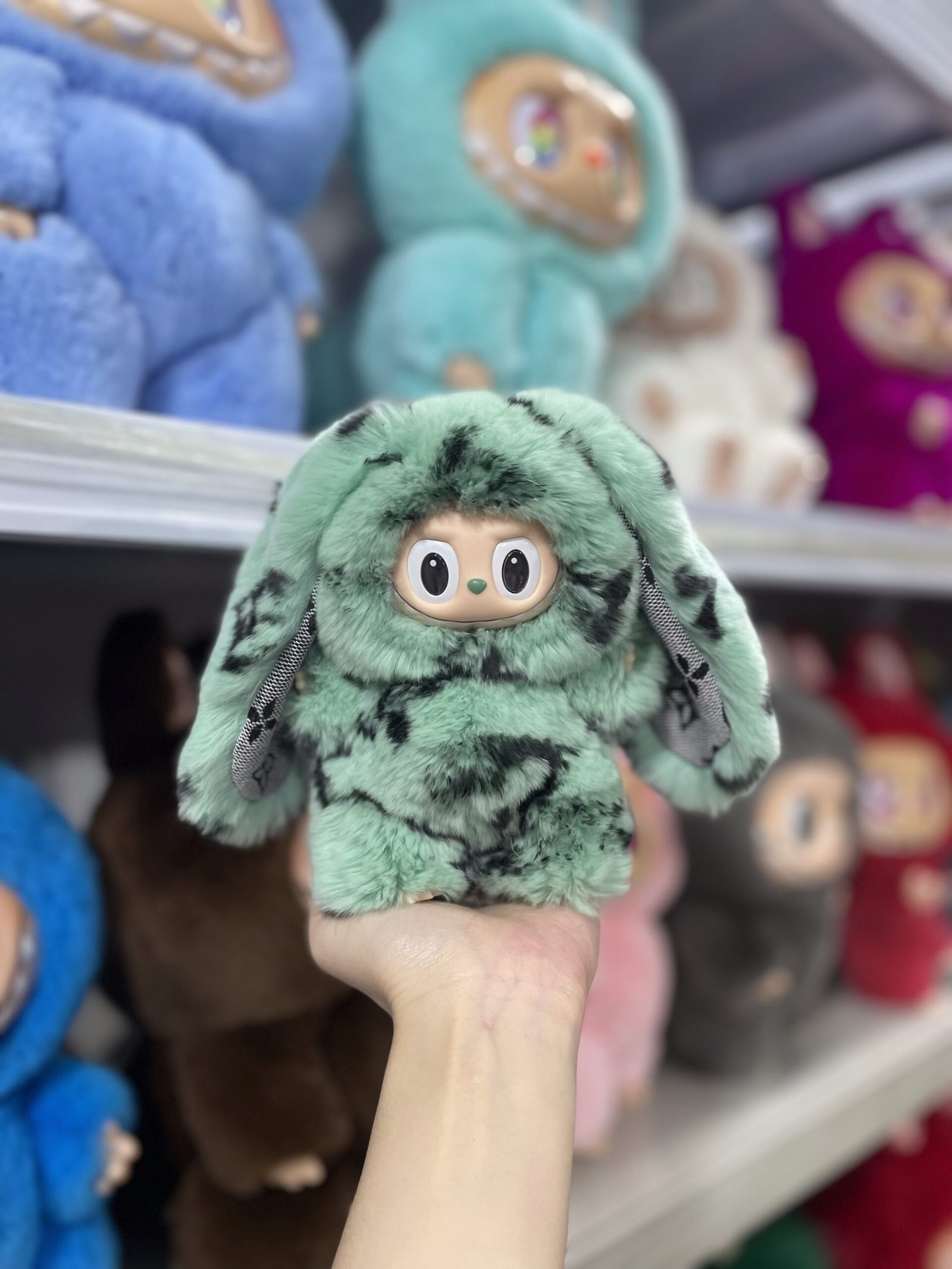 18cm Handmade Custom Real fur designer bunny Labubu vinyl plush pendant (all the colors) - Image 2