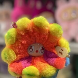 17cm Handmade Custom Blue And Colorful Flower Labubu vinyl plush pendant