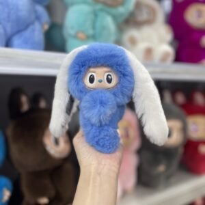 18cm Handmade Custom Real fur designer double color bunny Labubu vinyl plush pendant （all the colors)