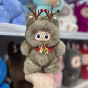 18cm Handmade Custom Real fur Christmas bear doll vinyl plush pendant