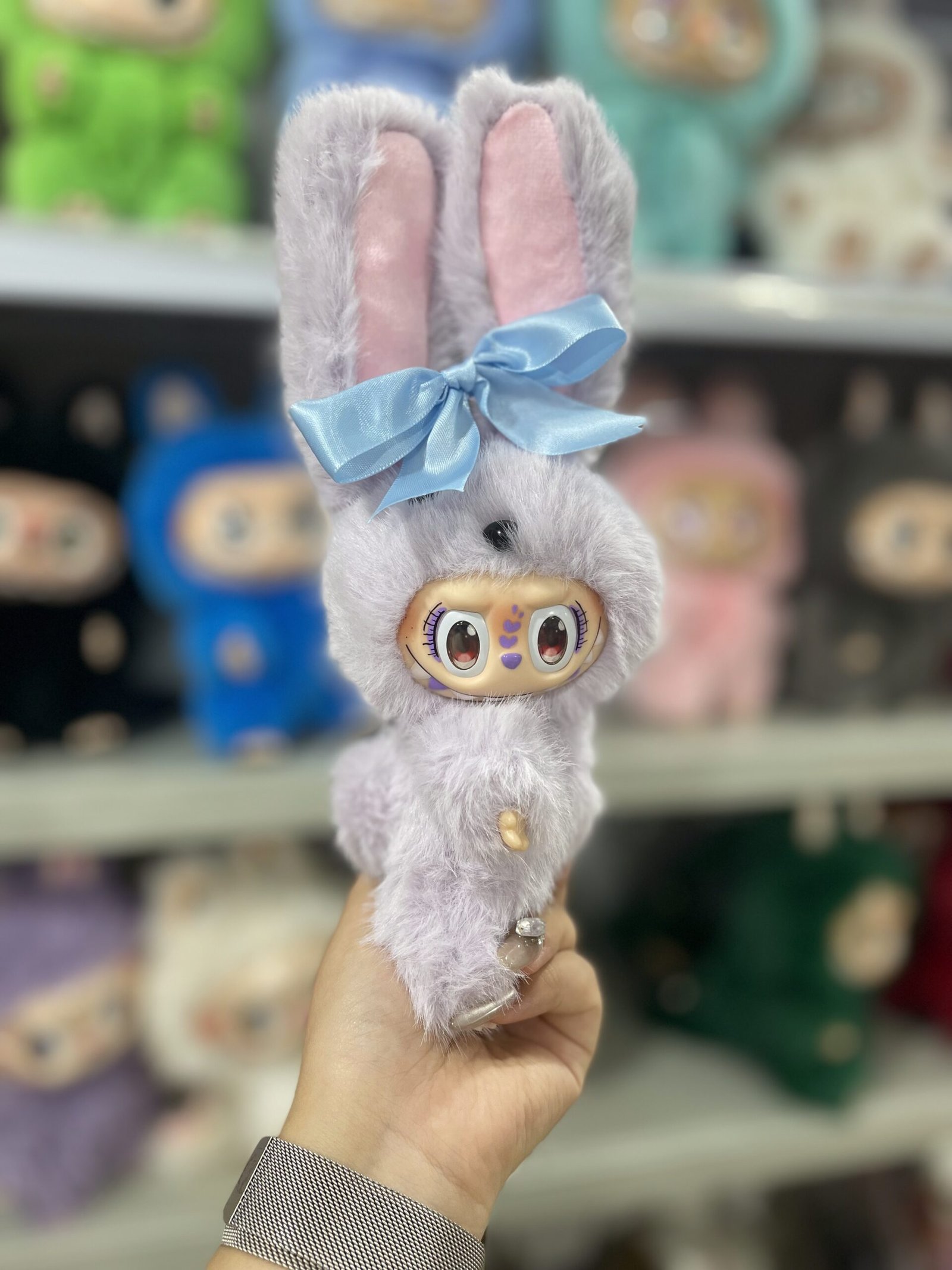 18cm Handmade Custom Purple Rabbit Labubu vinyl plush pendant - Image 2