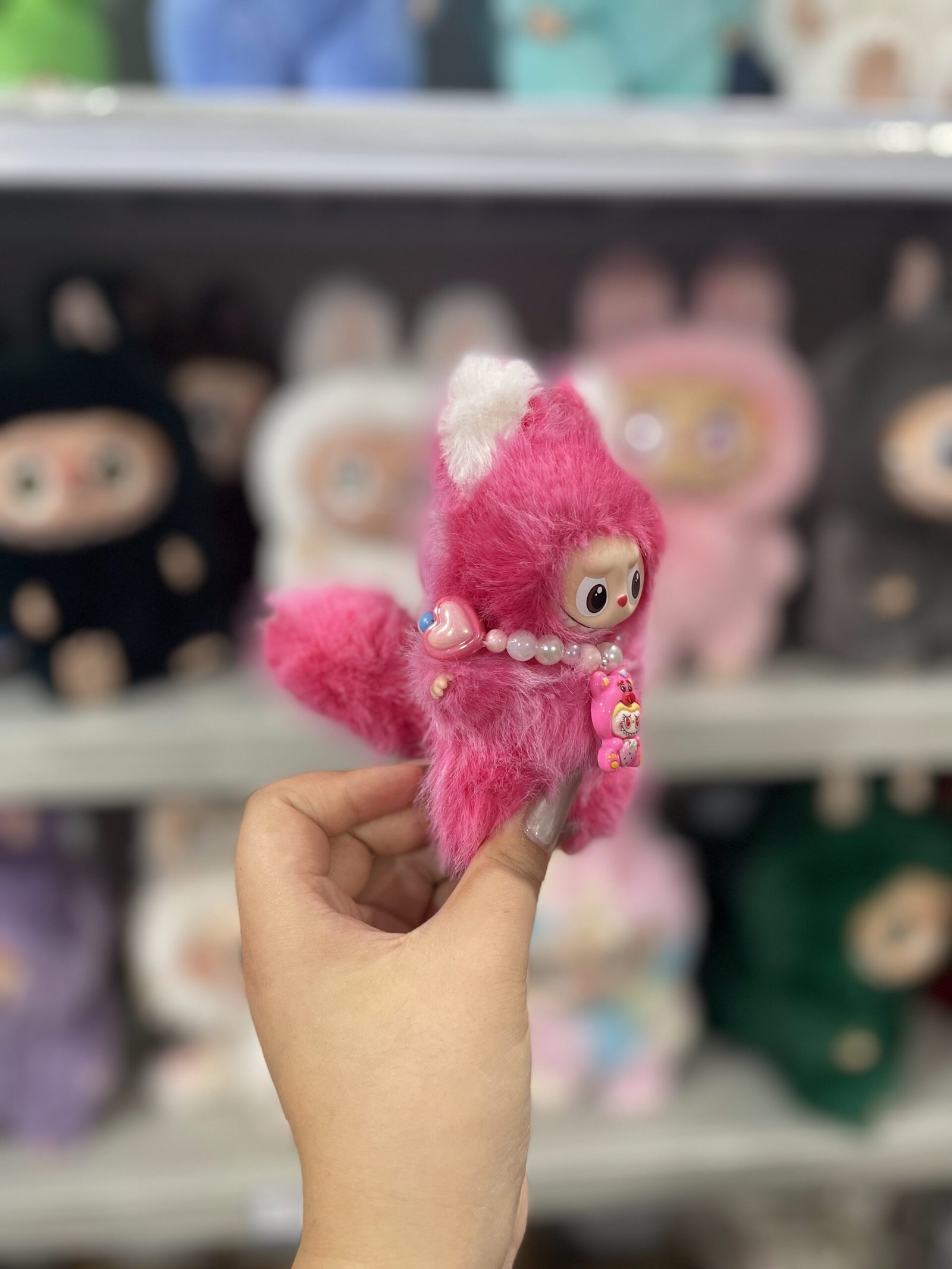 12cm Handmade Custom Mini Magnetic tail fox Labubu vinyl plush pendant(all the colors) - Image 5