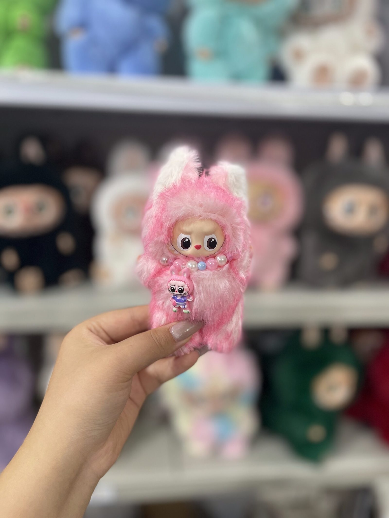 12cm Handmade Custom Mini Magnetic tail fox Labubu vinyl plush pendant(all the colors)