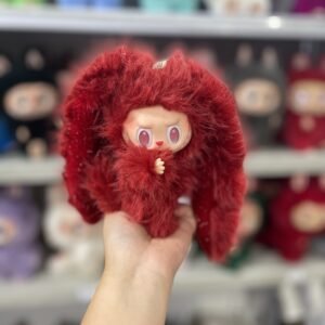 18cm Handmade Custom Sparkling Ears red Rabbit Labubu vinyl plush pendant