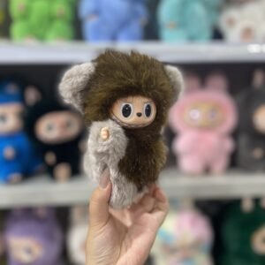 18cm Handmade Custom Magnetic heart brown bear Labubu vinyl plush pendant