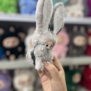 12cm Handmade Custom Mini Magnetic heart tail straight ear bunny Labubu vinyl plush pendant(all the colors)