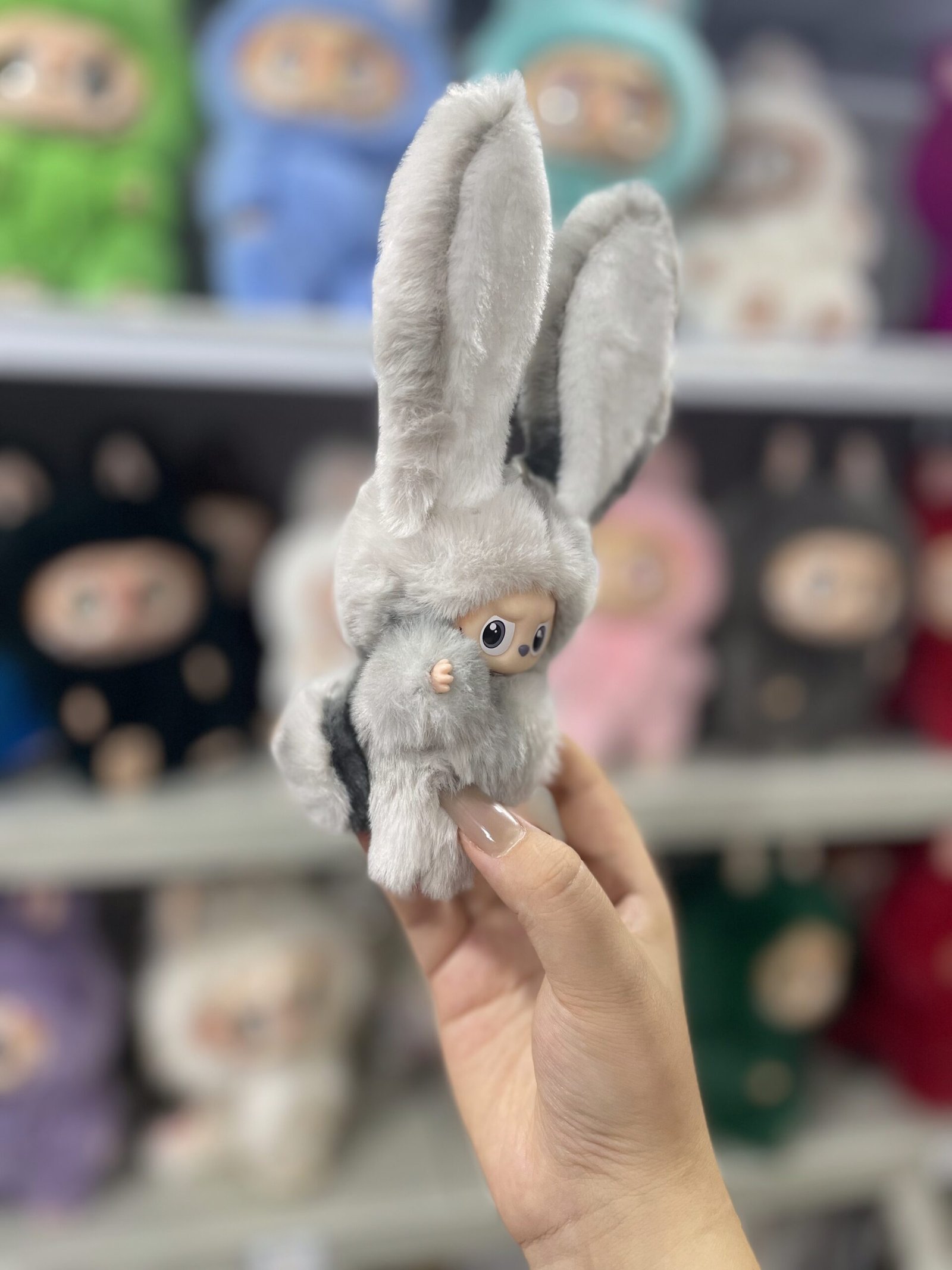 12cm Handmade Custom Mini Magnetic heart tail straight ear bunny Labubu vinyl plush pendant(all the colors)