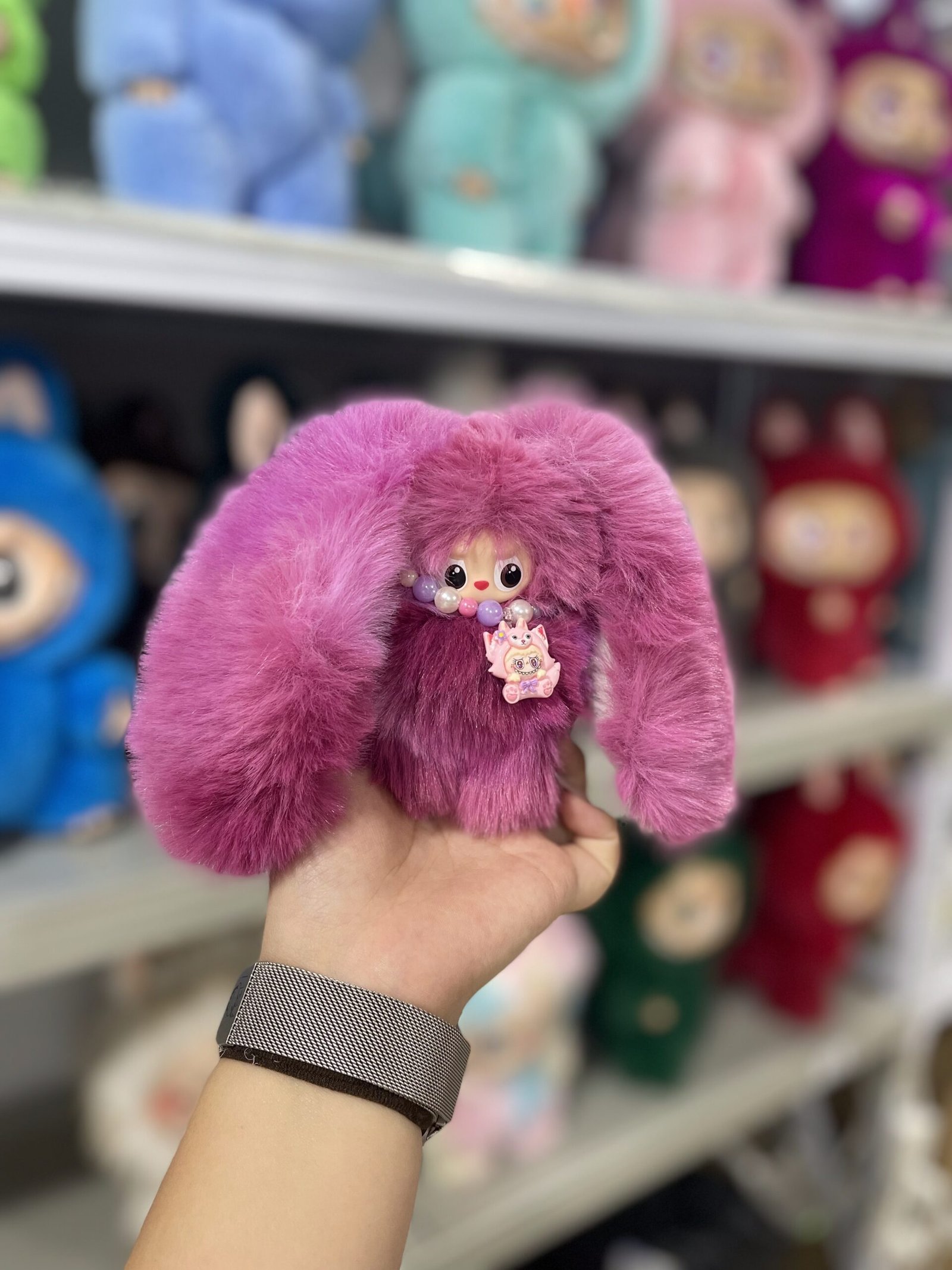 12cm Handmade Custom Mini Magnetic Short tailed Rabbit Labubu vinyl plush pendant(all the colors) - Image 2