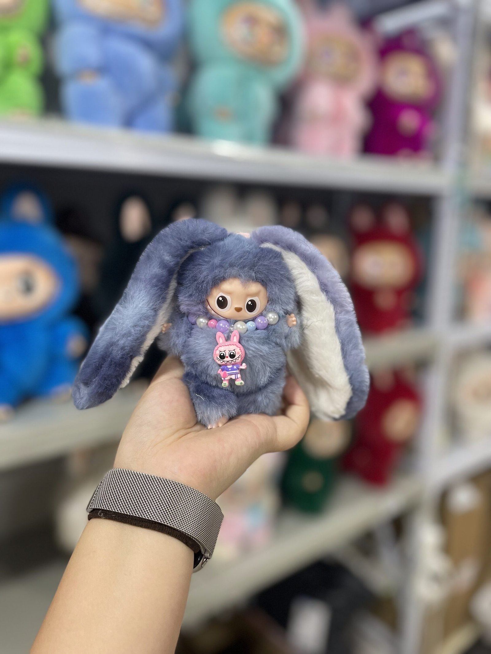 12cm Handmade Custom Mini Magnetic Short tailed Rabbit Labubu vinyl plush pendant(all the colors)