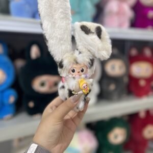12cm Handmade Custom Mini Magnetic Short tailed long ear Rabbit Labubu vinyl plush pendant(all the colors)