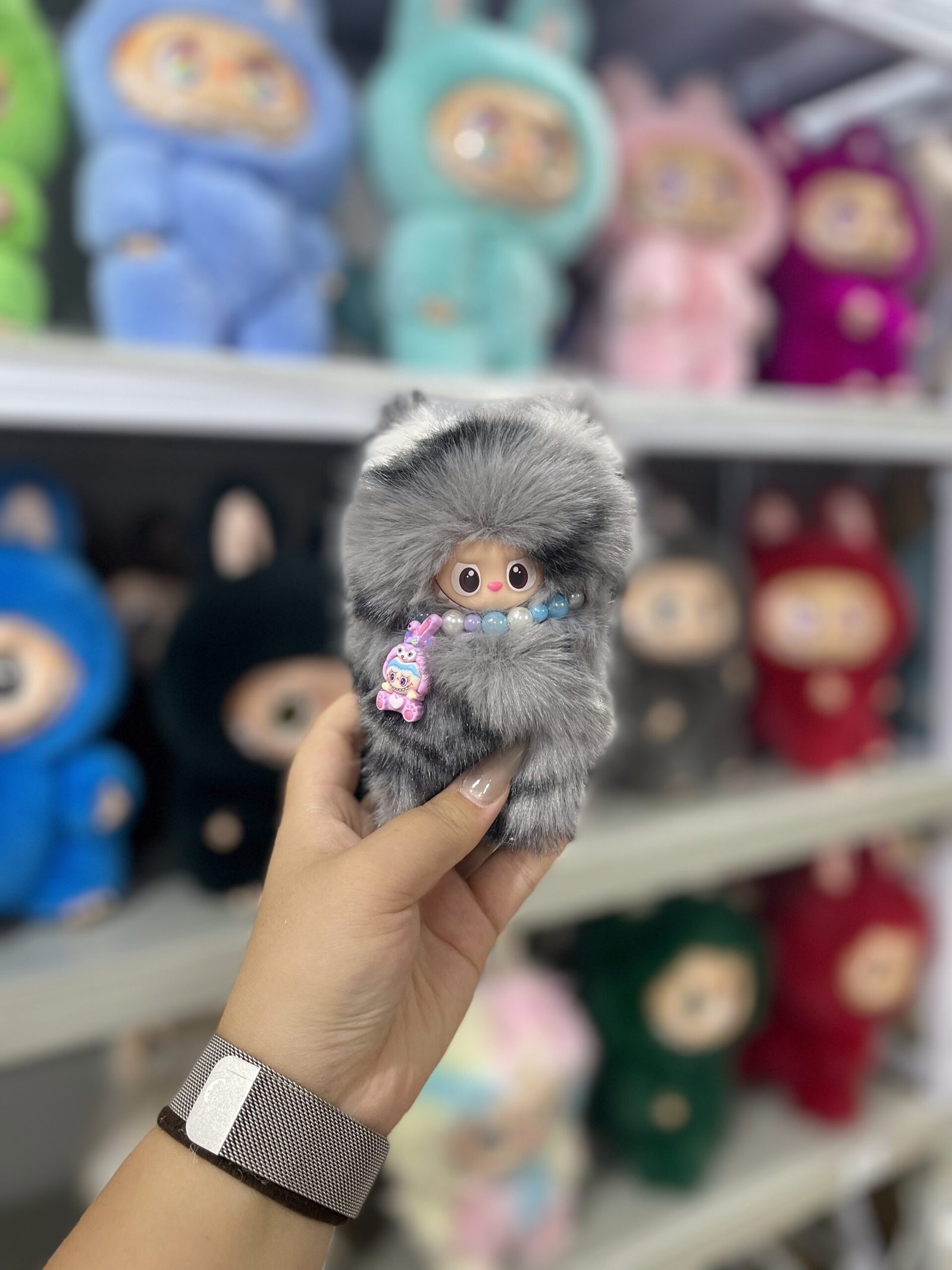 12cm Handmade Custom Mini Magnetic Heart Bear Labubu vinyl plush pendant(all the colors) - Image 2